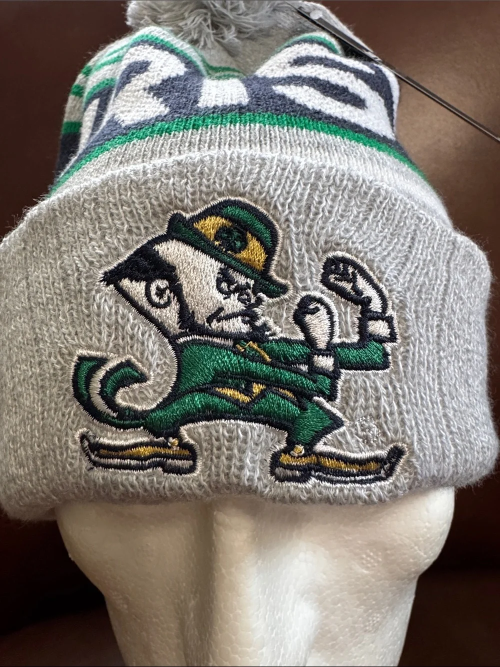 NWT Notre Dame Fighting Irish NCAA Knit Beanie Hat Pom Pom Embroidered Cuffed